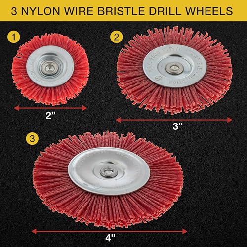 Dura-Gold 6 Piece Abrasive Filament Nylon Bristle Cup Brush Set - 1/4" Hex Drill Shank Arbor, Coarse Grit Angle Grinder Brush for Truck Bed Liner Surface Prep, Sanding, Scuffing, Rust & Paint Removal