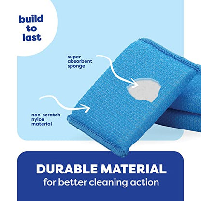 SCRUBIT Multi-Purpose Scouring Pad - Non-Scratch Cleaning Sponges for Pots, Pans, Dishes, Utensils & Non-Stick Cookware - Scrubbing Pads Use for Kitchen, Bathroom - 6 Pack Dish Sponge - (Blue) - color: Blue