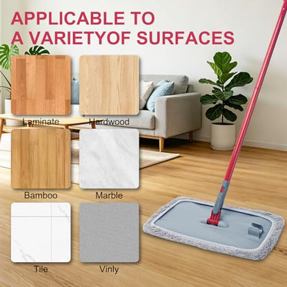 KeFanta Extra Large Microfiber Flat Mop for Floor Cleaning,16” Wide Dust Mop with 2 Reusable Pads,55" Long Handle Wet & Dry Sweeper Kit for Hardwood,Tile,Laminate,Vinyl Floor