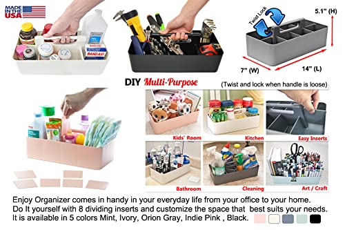 2 PACK Portable DIY 8 Dividers Durable Plastic Tote Tool & Supply Cleaning Caddy with Handle Made In USA (Lavender) - color: Lavender