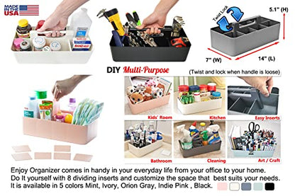 2 PACK Portable DIY 8 Dividers Durable Plastic Tote Tool & Supply Cleaning Caddy with Handle Made In USA (Royal Purple) - color: Royal Purple