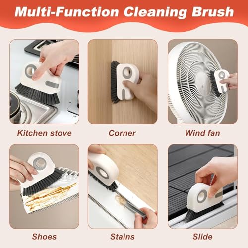2 in 1 Groove Cleaning Brush Window Track Cleaning Tools, 2026 New Multifunction Hard Bristle Crevice Cleaning Brush with Hidden Scraperfor Sliding Door Track, Window Sill, Shutter Door (Mix) - color: Mix