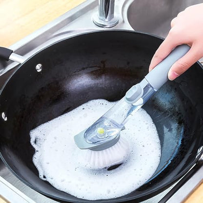 Soap Dispensing Dish Brush,Dish Brush with Soap Dispenser Storage Set Sponge with Soap Dispenser Handle Soap Dish Scrubber Brush for Home Kitchen