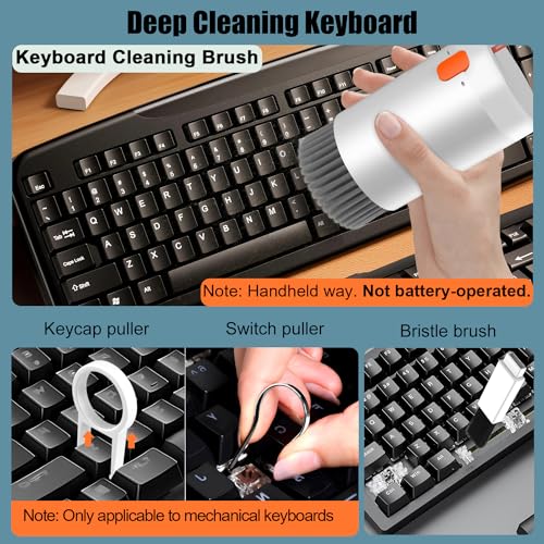 VICHYIE 20 in 1 Multifunctional Cleaner Kit for Electronic Devices, Keyboard Cleaning Brush, Headphones Cleaner Kit for AirPods, Multi-Tool for Cleaning Laptop, Earbuds, Camera, Cellphones (White) - color: White