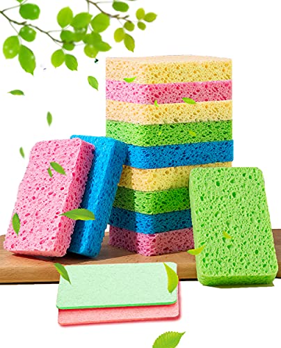 METUUTER 12-Count Kitchen Sponges- Compressed Cellulose Sponges Non-Scratch Natural Dish Sponge for Kitchen Bathroom Cars, Funny Cut-Outs DIY for Kids-Absorb Water Before Use - color: Multicolor