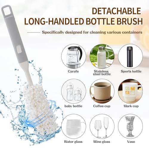 Peitushengjin Bottle Brush Cleaning Set, 12.2-inch Long-Handled Bottle Brush, Nylon Straw Brush, Cup Lid Cleaning Brush (Includes 1 Suction Cup Hook for Storing the Brushes) - color: 1 Black Brush, 1 Yellow Brush, 7 White Brushes 1 White Suction Cup Hook