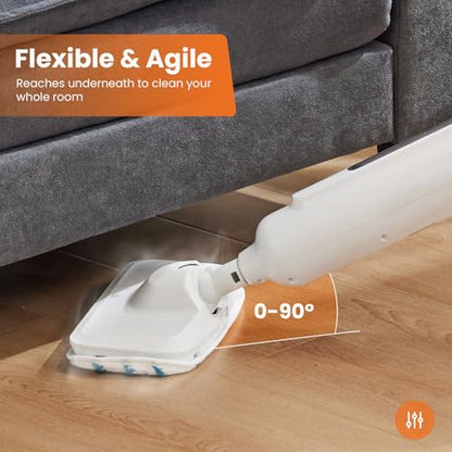Multi-Surface Steam Mop, Lightweight Floor Cleaner for Hardwood, Tile, Laminate & Carpet with 2 Reusable Washable Pads (Green)
