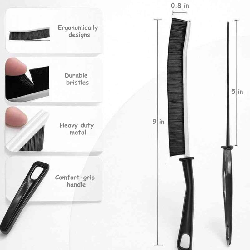 4-Piece Deep Cleaning Brush Set – 3 Slim Crevice Brushes & 1 Long Flexible Appliance Brush – Heavy Duty Scrub Tools for Window Tracks, Grout, Dryer Vents, and Tight Spaces - size: 4pack