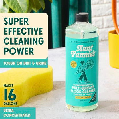 Aunt Fannie's Ultra Concentrated Floor Cleaner Vinegar Wash, Multi-Surface Solution For Mopping, Makes 16 Gallons, Bright Lemon Scent, 32 oz. (Pack of 3) - size: 32 Fl Oz (Pack of 3)