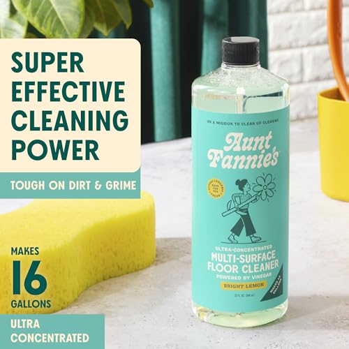 Aunt Fannie's Ultra Concentrated Floor Cleaner Vinegar Wash, Multi-Surface Solution For Mopping, Makes 16 Gallons, Bright Lemon Scent, 32 oz. (Pack of 6) - size: 32 Fl Oz (Pack of 6)