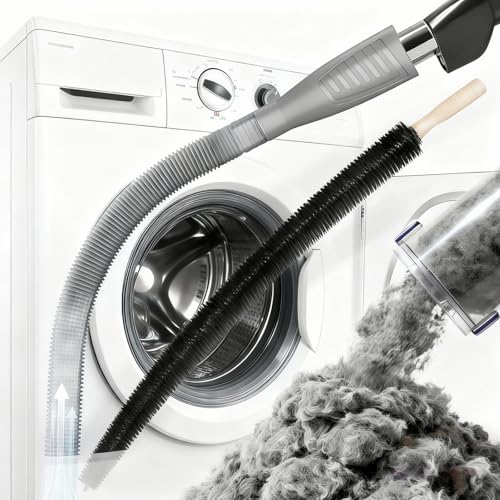 Dryer Vent Cleaner Kit - Universal Vacuum Hose Attachment & Lint Brush, Effectively Clean Clogged Dryer Ducts, Fit Most Vacuums for Dryer, Refrigerator Coils & Behind Appliances (Gray) - color: Gray