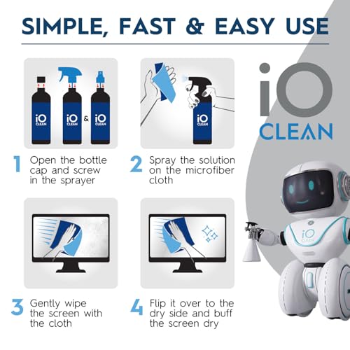 Screen Cleaner Spray (16oz - 473ml) – Best Large Cleaning Kit for LCD LED OLED TV, Smartphone, iPad, Laptop, Touchscreen, Computer Monitor, Electronic Devices, Microfiber Cloth Wipes and 2 Nozzles - size: 16 Fl Oz (Pack of 1)