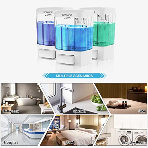 SVAVO Wall Mounted Soap Dispenser Kitchen Bathroom Manual Soap Dispenser Refillable Hand soap Dispenser for Liquid Contianers Shampoo Gel Chamber for Household Commerical 23.7oz (700ml) ABS - color: Full White