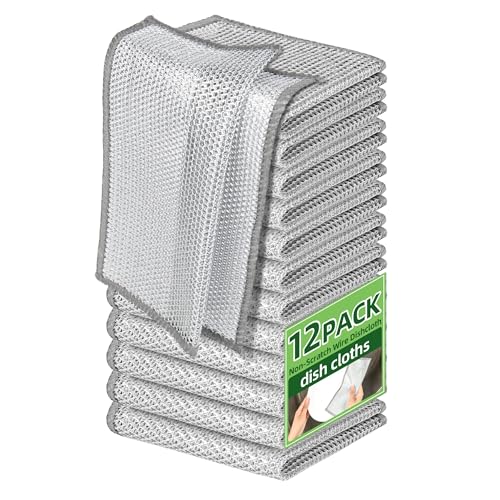 Non Scratch Wire Dishcloth, Wire dishwashing rag,Steel Wool Scrubber，Scrubs & Cleans for Dishes, Sinks, Counters, Stove Tops, Easy Rinsing, Durable (12PCS) - size: 12PCS