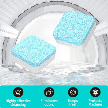 Y-Kelin Washing Machine Cleaner Tablets, 24 Pack - Up to 1 Year Supply, for HE Front & Top Load Washers, Septic Safe, Removes Odors & Residue, Fresh Scent