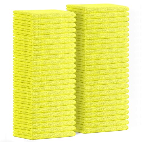 Avalon Towels Microfiber Cleaning Cloths (Value Pack of 48) - Size 16 x 16 Inches, Highly Absorbent Cleaning Rags, Lint Free, Reusable and Washable, Microfiber Towels for Cars - color: Yellow, size: Pack of 48 - 16x16 Inches