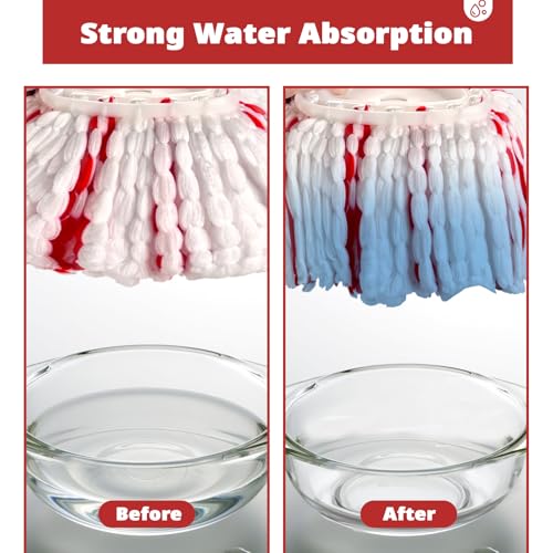 Mop Heads Replacements, 2 Pack 40% More Cleaning Power, Spin Mop Replace Refills for Easy Wring 1-Tank System, Deep Cleaning, Microfiber and Machine Washable