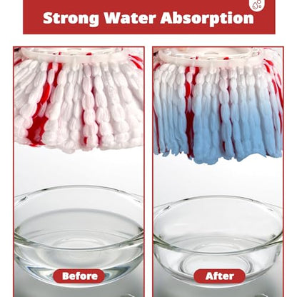 Mop Heads Replacements, 2 Pack 40% More Cleaning Power, Spin Mop Replace Refills for Easy Wring 1-Tank System, Deep Cleaning, Microfiber and Machine Washable
