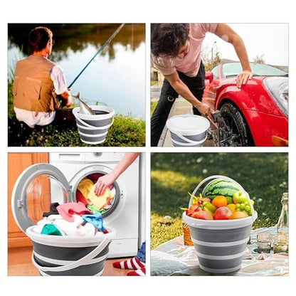 South Bend Components 2.6 Gallons Collapsible Bucket with Handle, Space Saving Design Portable Foldable Water Pail for Indoor/Outdoor, Mop, Boating, Camping, and Fishing (1-Pack)
