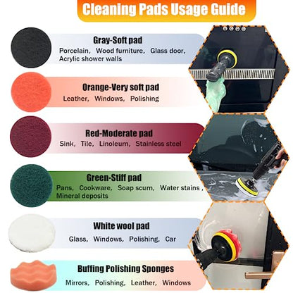 30Pcs Drill Brush Attachment Set,Drill Scrubber Brush Kit Include Scrub Pads, Sponge, Extend Attachment, Drill Cleaning Brush Attachment Set for Bathroom, Tub, Tile, Corner, Floor, Grout, Boat - style: 30pcs