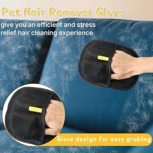 Pet Hair Removal Glove for Cats & Dogs Thickened Strong Pet Hair Remover Glove Reusable Electrostatic Pet Hair Magic Brush Washable De-Shedding Gloves for Couch Clothing Carpet Furniture Seats (1 pcs)