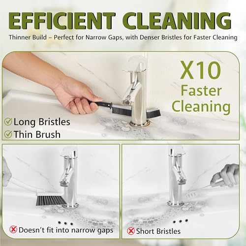 Crevice Cleaning Brush Set - 3 Pcs Hard Bristle Crevice Cleaning Tool for Grout, Tile Floors, Gaps & Narrow Spaces-Small Grout Scrub Brush for Cleaning Bathroom, Shower, Window Tracks, Kitchen