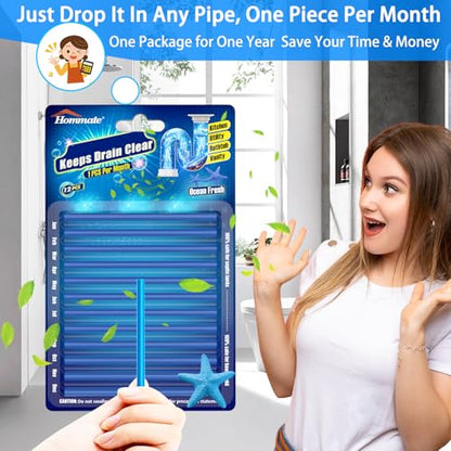 Drain Sticks Drain Cleaner Sticks Keeps Drains and Pipes Clear and Odor-free for Sink Pipe Cleaning Sticks for Drains As Seen On TV