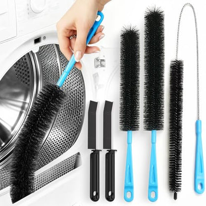 Holikme Dryer Vent Cleaner Kit - 5 Piece Flexible Snake Tool for Lint Removes & Hair Clogs, Suitable for Drain Pipes,Condenser, Refrigerator Coils, Radiators, Toilets, Sinks & Tile Grout