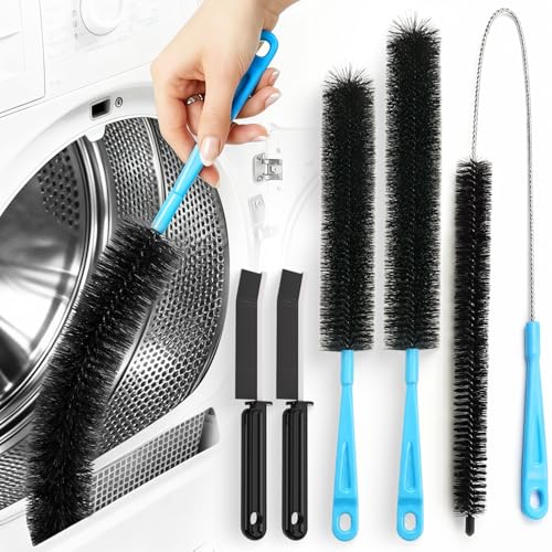 Holikme Dryer Vent Cleaner Kit - 5 Piece Flexible Snake Tool for Lint Removes & Hair Clogs, Suitable for Drain Pipes,Condenser, Refrigerator Coils, Radiators, Toilets, Sinks & Tile Grout