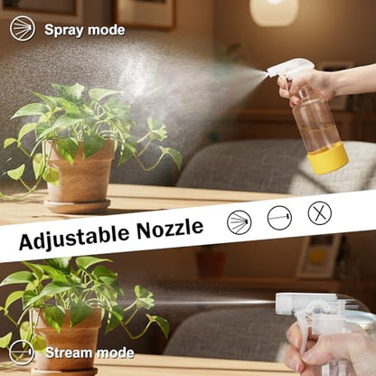 Glass Spray Bottles with Silicone Sleeve 16.9oz 2 Pack Empty Spray Bottle for Hair Mist/Stream Spraying for Cleaning Solutions, Plants, Essential Oils (clear-sblue&yellow) - color: clear-sblue&yellow
