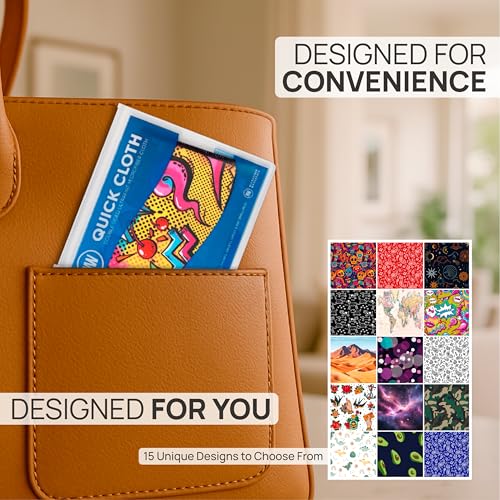 Microfiber Wholesale Quick Cloth Glasses Cleaning Cloths–8x8 Popart 1-Pack with Case | Double-Sided Lens Cleaner for Eyeglasses, Camera, Screens & Glass | Reusable Microfiber Glass Polishing Cloths - color: Popart, size: 8"x8"