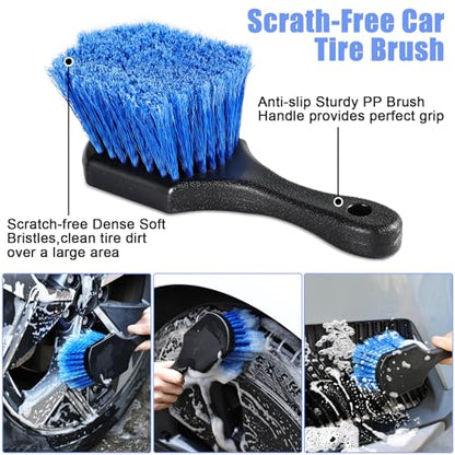 anngrowy 62" Microfiber Car Wash Brush with Long Handle, Car Washing Blue Set Mitt, Sponge, Car Cleaning Supplies Kit, Duster, Car Brush Accessories - color: Blue Set