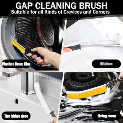 2PCS 23 * 2cm Crevice Cleaning Brush Set for Window Tracks Kitchen Use, Household Scrub Brushes with Handle Daily Clean(Multicolor) - color: White,yellow