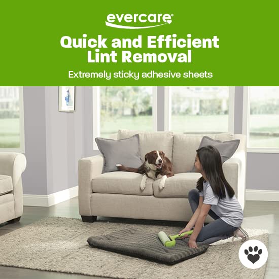 Evercare Ultra Sticky Pet Mega Lint Roller Value Pack, Manual Clothes & Furniture Cleaner with Handle and 2 Refills, 50 Sheets Each - size: Roller w/ 2 Refills (125 Sheet Count), style: Pet Mega Lint Roller + 2 Refills