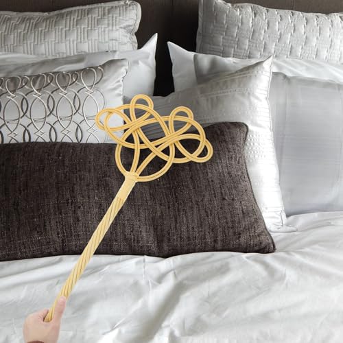KALLORY Long Handle Rattan Quilt Beater Woven Cotton Duster for Household Dust Removal and Carpet Cleaning, Upgraded Braided Vine Handle Dust Fluffer for Bedding and Rug Maintenance