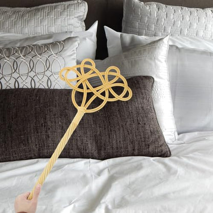 KALLORY Long Handle Rattan Quilt Beater Woven Cotton Duster for Household Dust Removal and Carpet Cleaning, Upgraded Braided Vine Handle Dust Fluffer for Bedding and Rug Maintenance