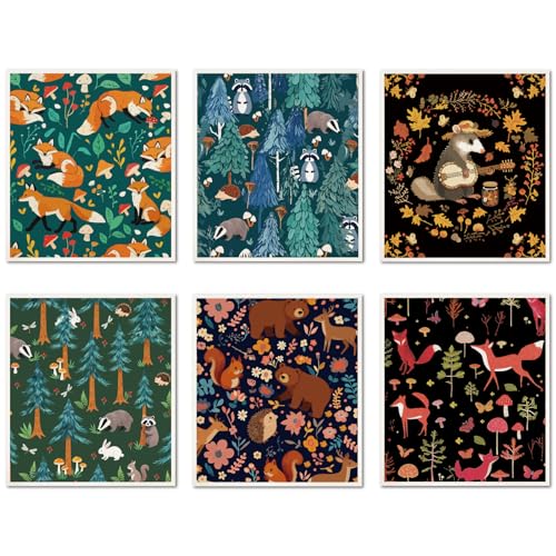 CREATCABIN Swedish Dishcloths for Kitchen 6Pcs Animal Dish Towel Reusable Washable Absorbent Dish Towel Rags Cellulose Cleaning Sponge Cloth No Odor for Home Table Cooking Forest 6.7x7.6 Inch - style: Animal
