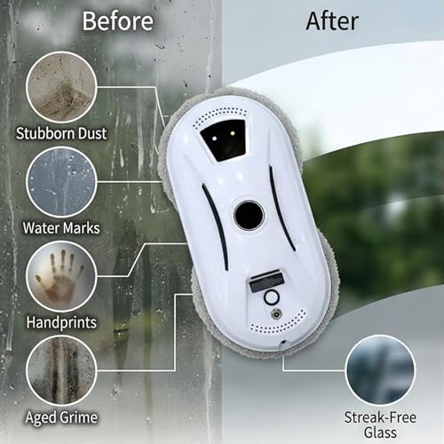 SakerPlus Automatic Smart Window Cleaning Robot, Glass Cleaner with Dual Rotating Pads, Smart Path Navigation, Remote Control, Backup Power Up to 20 Min, for Windows, Mirrors & Tiles