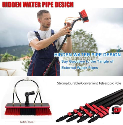 Ultra-Long Window Cleaning PoleAluminum Alloy Retractable Rod, Adjustable Water Fed Pole Cleaning Kit, Outdoor Window Cleaner Solar Panel Cleaning and Washing Tool, W/Water Fed Telescopic Br - color: 9m
