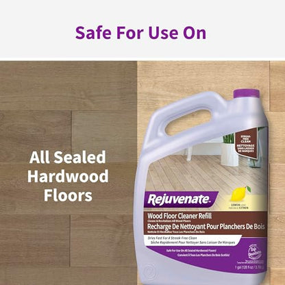 Rejuvenate Wood Floor Cleaner Refill, 1 Gallon, Cleans and Protects All Sealed Hardwood Floors and Dries Fast for a Streak-Free Clean, 2 Pack - size: 128 Fl Oz (Pack of 2)