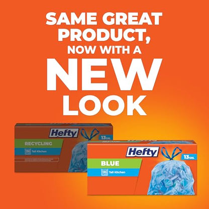 Hefty Blue Trash Bags,Blue,13 Gallon,60 Count (Pack of 6) - size: 60 Count (Pack of 6)