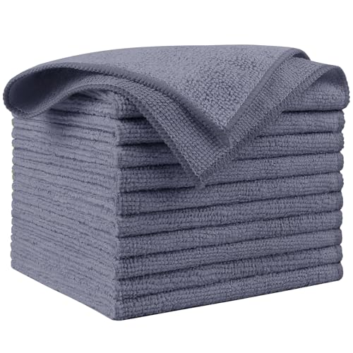 AIDEA Microfiber Cleaning Cloth Grey 10PK, Micro Fiber Cloth for Cleaning Cars, Premium All Purpose Car Towels, Dusting Cloth Cleaning Rags SUVs, House, Kitchen, Window, Workshops, 12"×12" - color: Grey, size: 10PK
