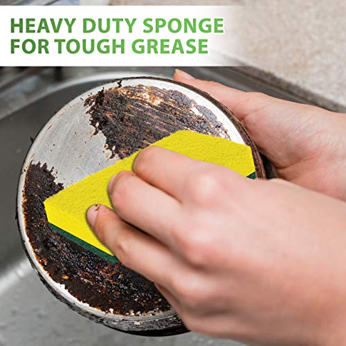 SCRUBIT Heavy Duty Scrub Sponge - Made from Tough Cellulose - Eco Friendly - Lasts for Months of Heavy Duty Kitchen Cleaning (12 Pack)