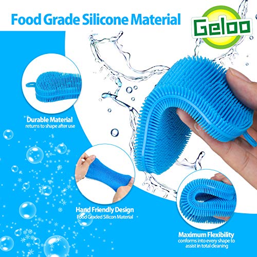 Geloo.Silicone Sponge Dish Brush, Double Sided Cleaning Brush for Dishes, Kitchen Gadgets and Accessories (3 Pack)