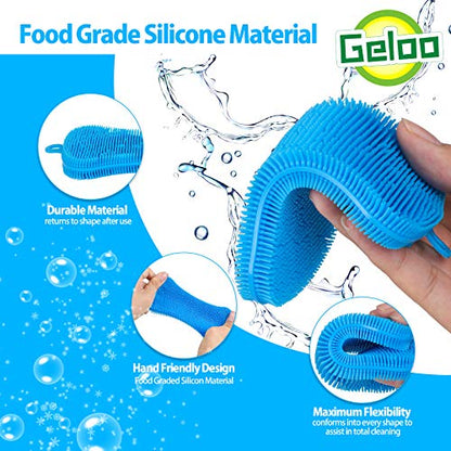 Geloo.Silicone Sponge Dish Brush, Double Sided Cleaning Brush for Dishes, Kitchen Gadgets and Accessories (3 Pack)