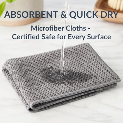 Solyra Non-Toxic Microfiber Cleaning Cloths, 6 Pack, 12 x 12 in | OEKO-TEX Certified, Safe for Family & Pets, Lint-Free, Absorbent Kitchen Rags for Counters