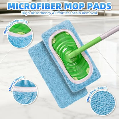8 Pack Reusable Mop Pads Compatible with Swiffer Sweeper Mop, Dry and Wet Pads Refill, Microfiber Pads, Washable Sweeping Cloths for Surface/Hardwood Floor Cleaning (Blue) - color: Blue