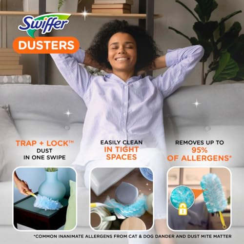 Dusters Starter Kit for Cleaning, Kit Includes 1 Handle and 5 Dusters - size: 5 count (pack of 1) + Handle