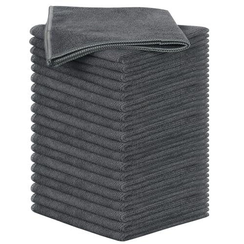 SINLAND Microfiber Rag Absorbent Cleaning Cloth Kitchen Dish Cloth Quick Dry Streak Free Dish Rags Glass Cloths 12inchx12inch 20 Pack Grey - color: Greyx20