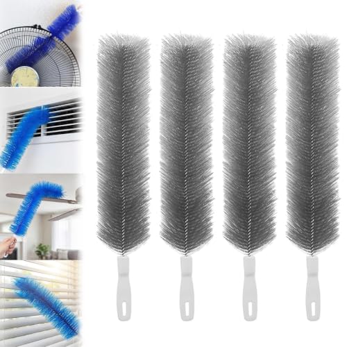 Bendable Microfiber Head, 2026 Upgraded Fan Cleaner Brush, Reusable Washable Dust Brush, 15.7in Flexible Cleaning Brush for Electric Fans Air Conditioning Home Car Vents Curtain (4Pcs-Gray) - color: 4pcs-gray